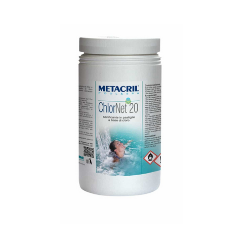 METACRIL - Chlor Net 20 - 1 kg en tabletas de 20 gr. | Producto de spa