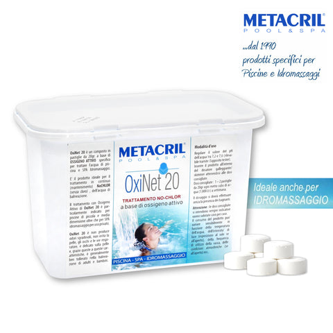 METACRIL - Oxi Net 20 - pastillas desinfectantes 1,2 kg | Piscinas, producto de spa