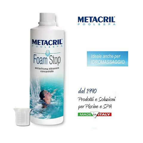 METACRIL - Foam Stop - concentrado antiespumante 1 lt | Producto para piscinas, hidromasajes y spas